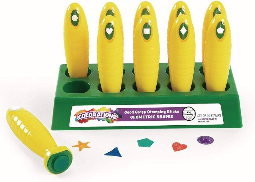 Colorations Shapes Easy to Hold Good Grasp Kids Stamping Sticks Set of 10, 1-1/2"W x 5-1/8"H each... | Amazon (US)