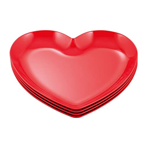 UPware 4-Piece 8.5 Inch Melamine Small Serving Plate Dinner Salad Plates Heart shaped Plates (8.5 Inch Heart Plate) | Amazon (US)