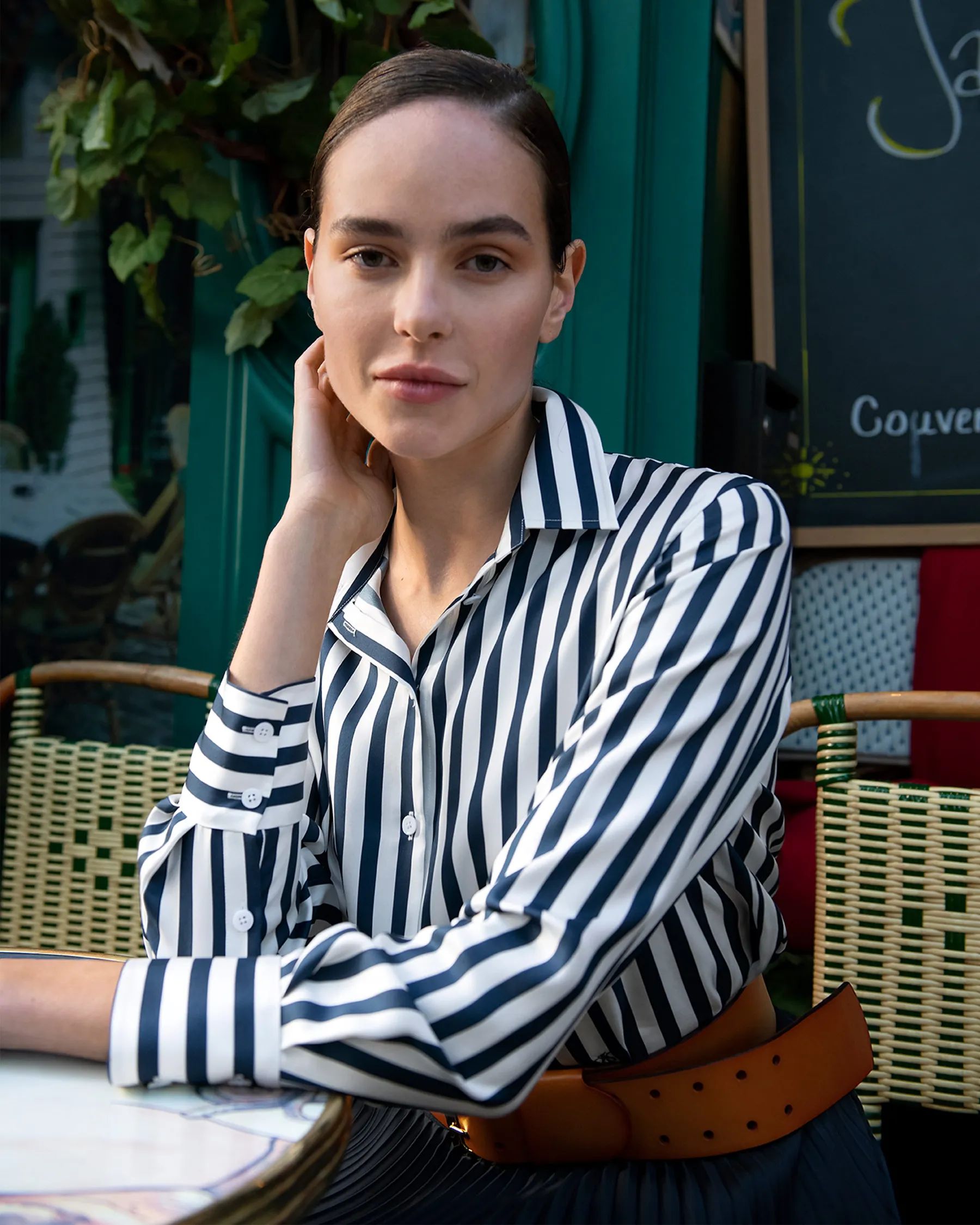 Amalfi Stripe Silk Shirt | LilySilk