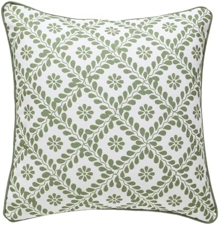 ISAENNE Design Fresh Linen Square Throw Pillow Covers 18"x18", French White Cottage Cushion Cover... | Amazon (US)