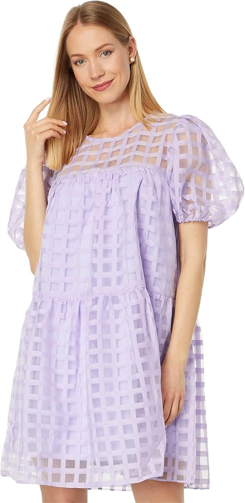 English Factory Women's Gridded Puff Sleeves Mini Dress | Amazon (US)