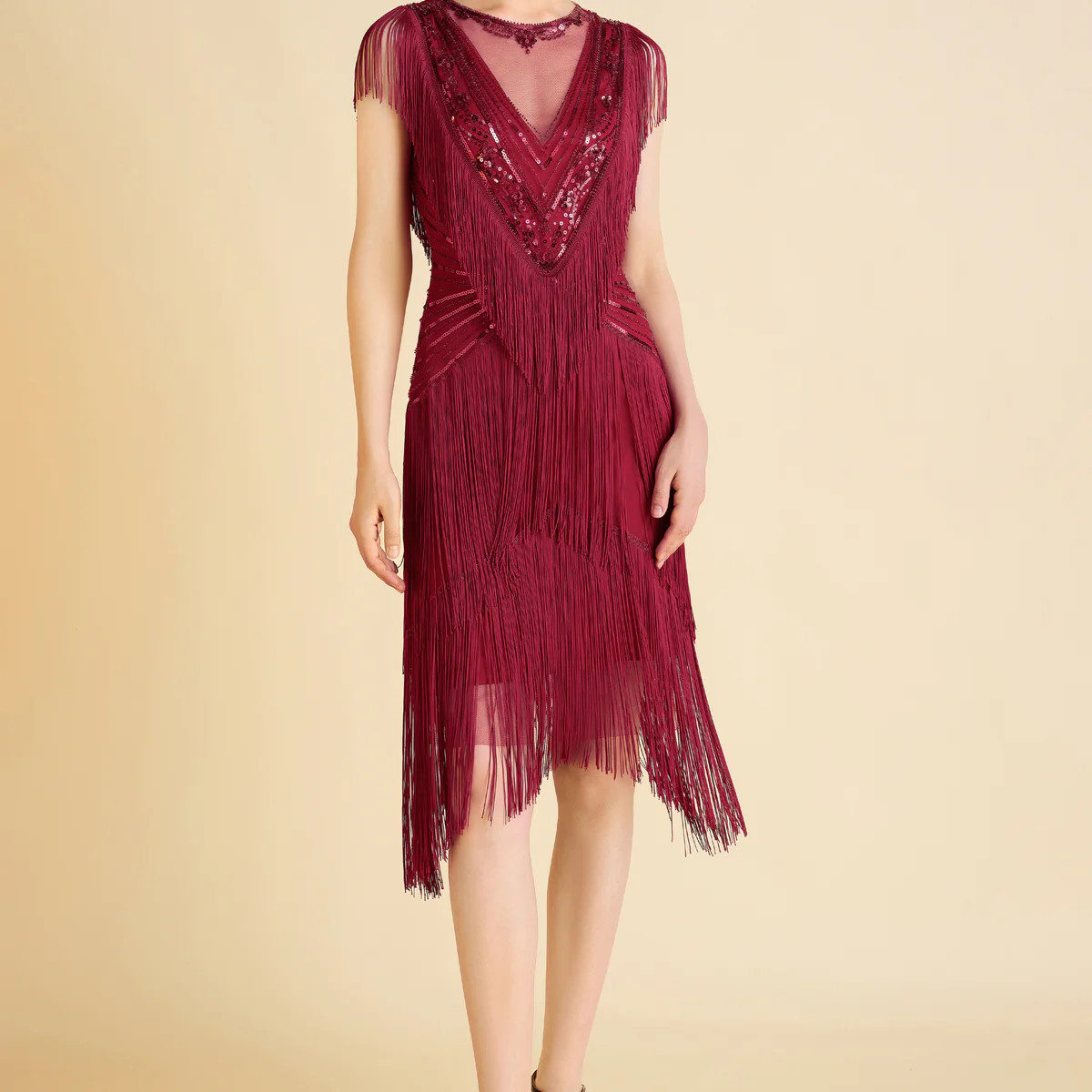 Shop 1920s Dresses - Sequin Fringe Flapper Dress | BABEYOND | BABEYOND