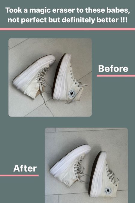Took a magic eraser to my favorite converse and they definitely are looking better!! This is your sign to clean up your sneaks before summer 