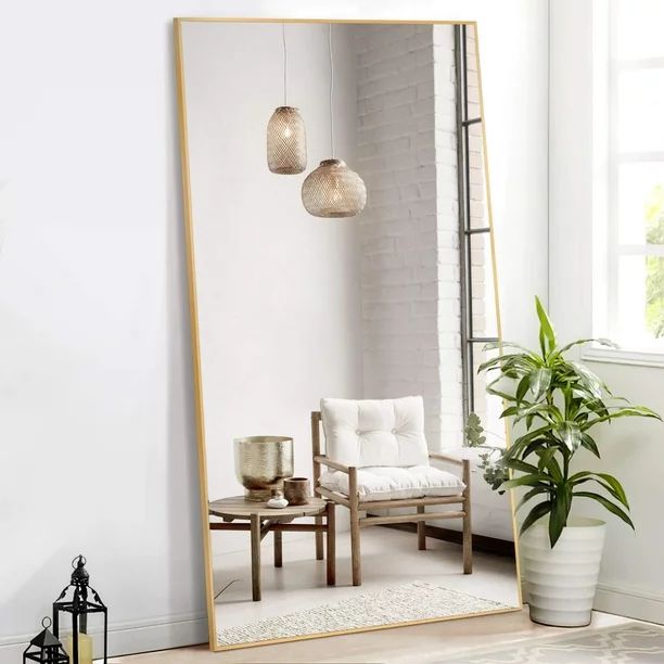 NeuType 71" x 32" Full Length Mirror Standing Rectangle Body Dressing Floor Mirrors, Gold | Walmart (US)