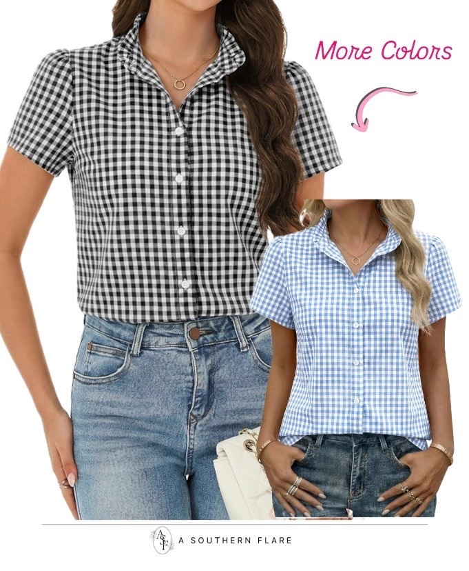 Gingham Bottom Down Shirts/ Fashion Accessories