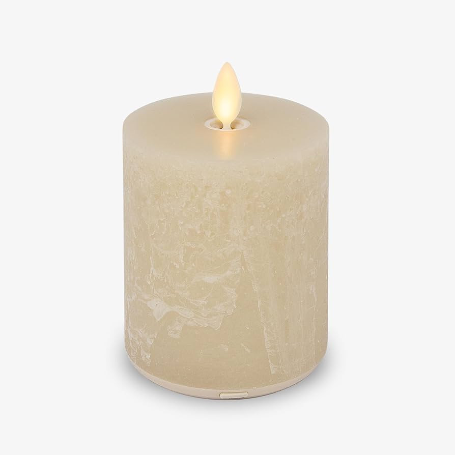 Luminara Seaglass Fog Rechargeable Flameless Candle Moving Flame LED Pillar (3" x 4.5") Flat Top ... | Amazon (US)