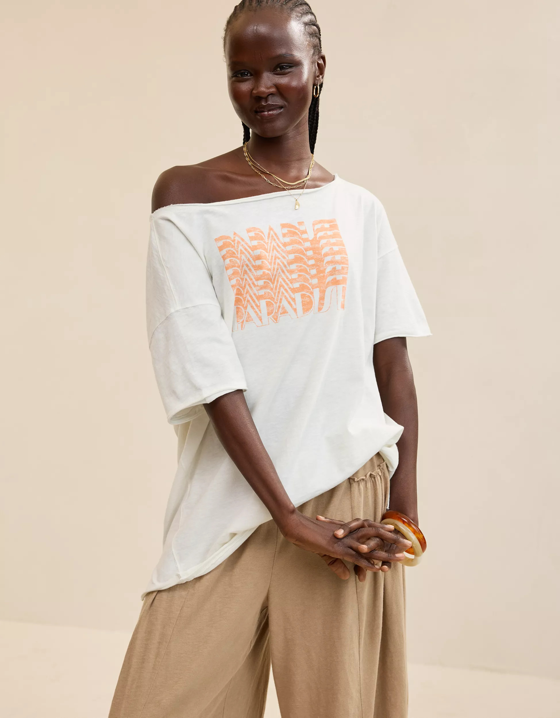 Aerie Off The Shoulder Oversized Boyfriend T-Shirt | Aerie