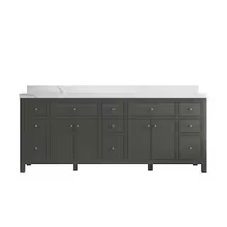 Willow Collections Sonoma 84 in. W x 22 in. D x 36 in. H Double Sink Bath Vanity in Pewter Green ... | The Home Depot