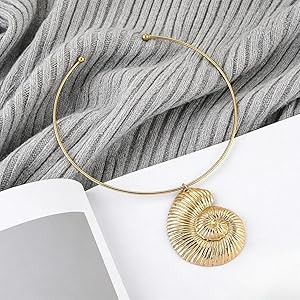Conch Shell Open Collar Necklace for Women, Marine Sea Witch Shell Pendant Choker, Summer Beach P... | Amazon (US)