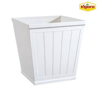 Eden Medium White Resin Lightweight Self-Watering Square Planter (14.1 in. L x 14.1 in. W x 14 in... | The Home Depot