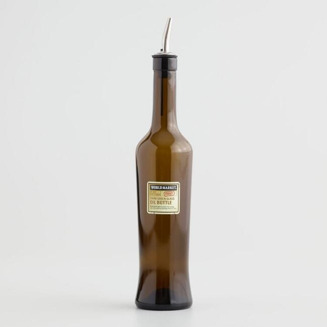 Dark Glass Oil Bottle with Pour Spout | World Market