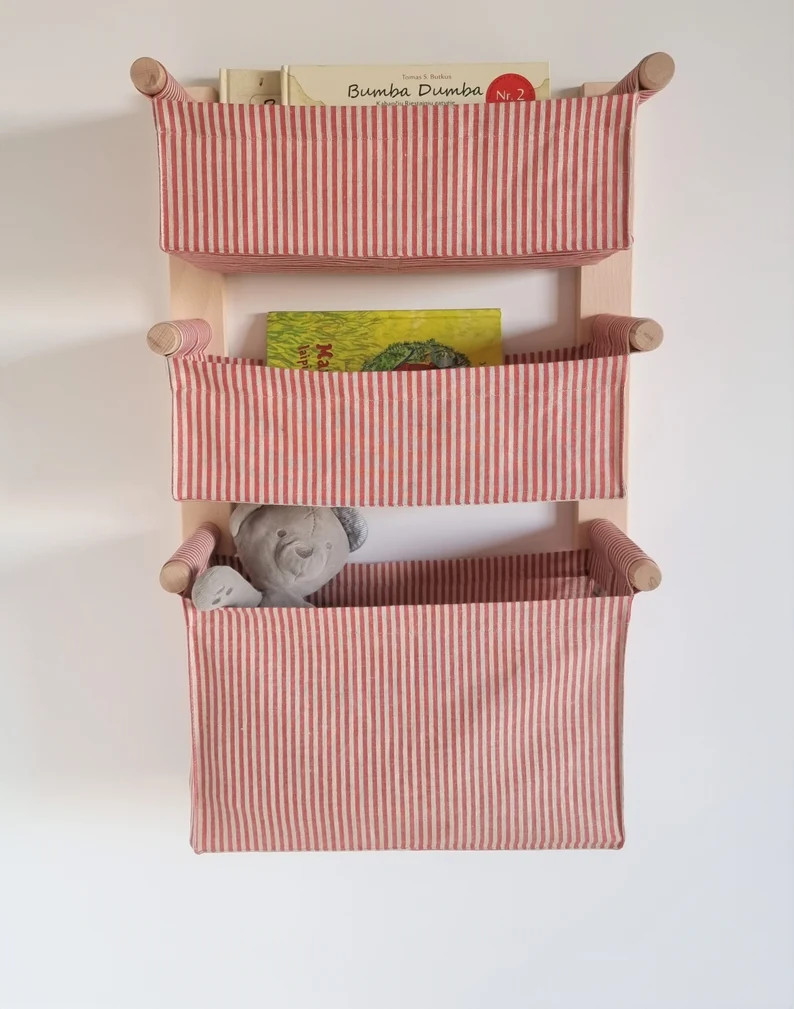 Wall Hanging Storage Basket/Linen Organizer/Playroom Toys Organizer/Linen Pocket/Book Shelf/Hangi... | Etsy (US)