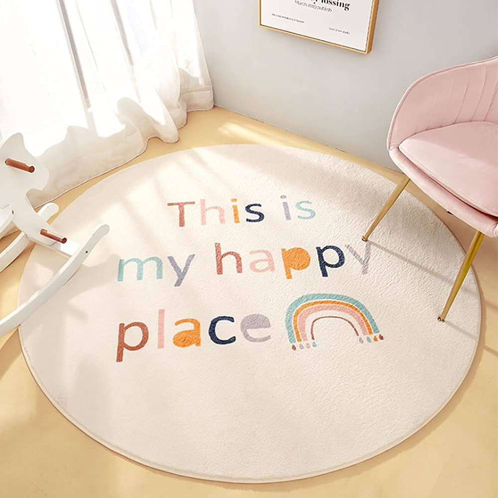 Poowe Round Kids Playroom Animals Rug - Soft Alphabet Nursery Rug for Bedroom - Playtime Collection, | Amazon (US)