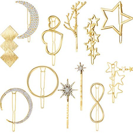 12 Pieces Hair Barrettes Hair Clips Minimalist Gold Hair Pins Women Lady Girl Hair Accessories Rhine | Walmart (US)