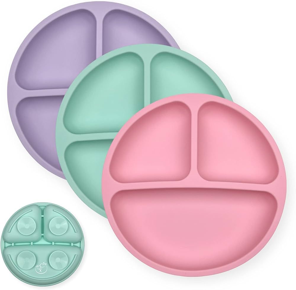 Hippypotamus Toddler Plates with Suction - Baby Plates - 100% Food-Grade Silicone Divided Plates ... | Amazon (US)