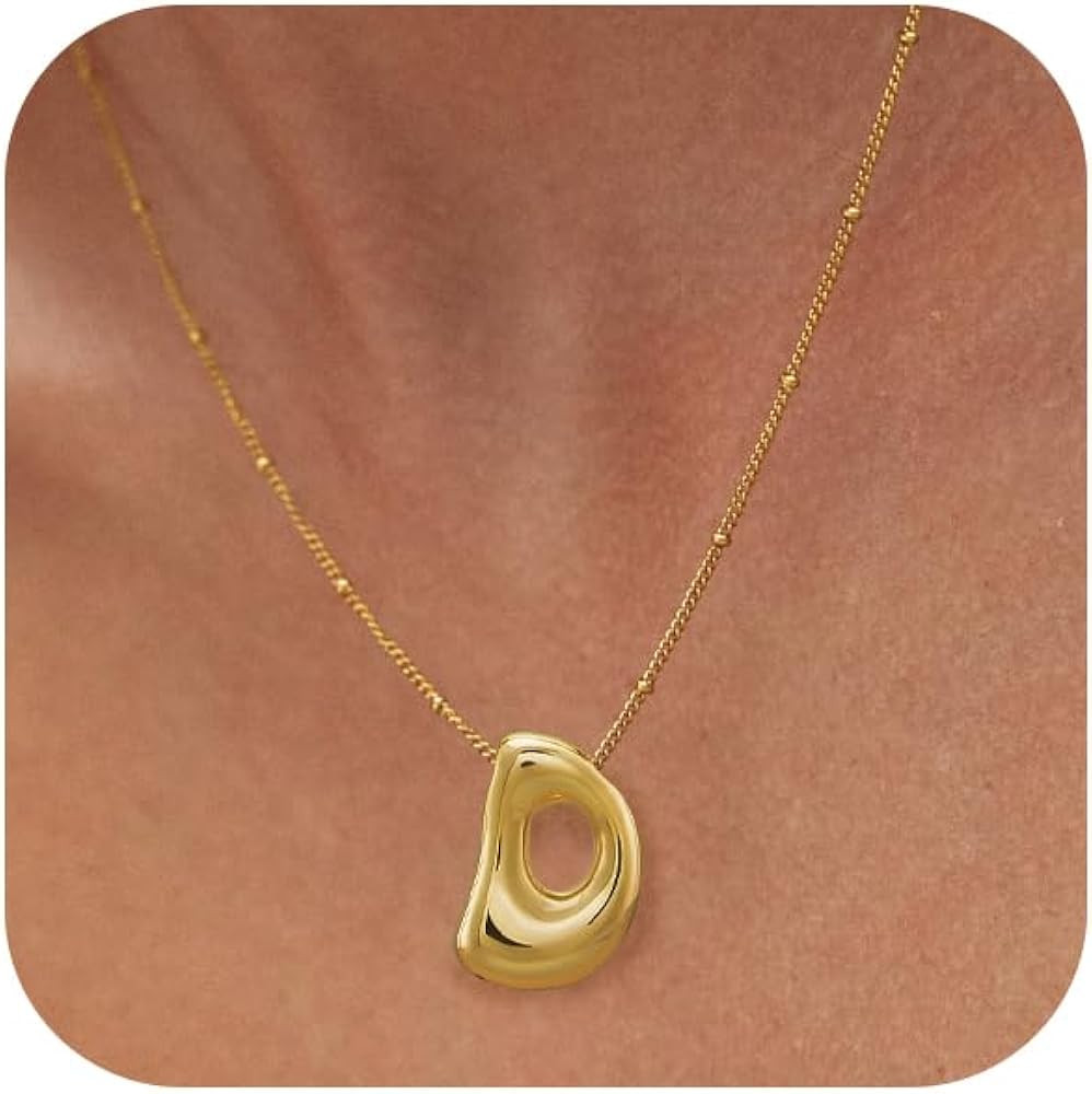 Bubble Gold Silver Letter Necklace for Women Dainty 14K Gold Plated Balloon Initial Necklaces for... | Amazon (US)