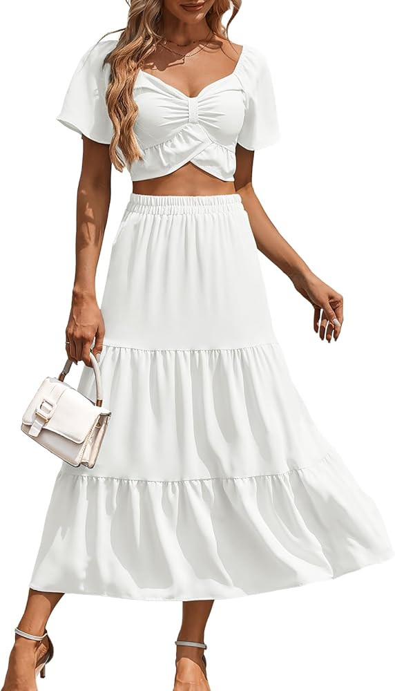 Amazon.com: DRESSTELLS 2 Piece Skirt Set, Women's Summer Graduation Outfit 2026, Matching Top & L... | Amazon (US)