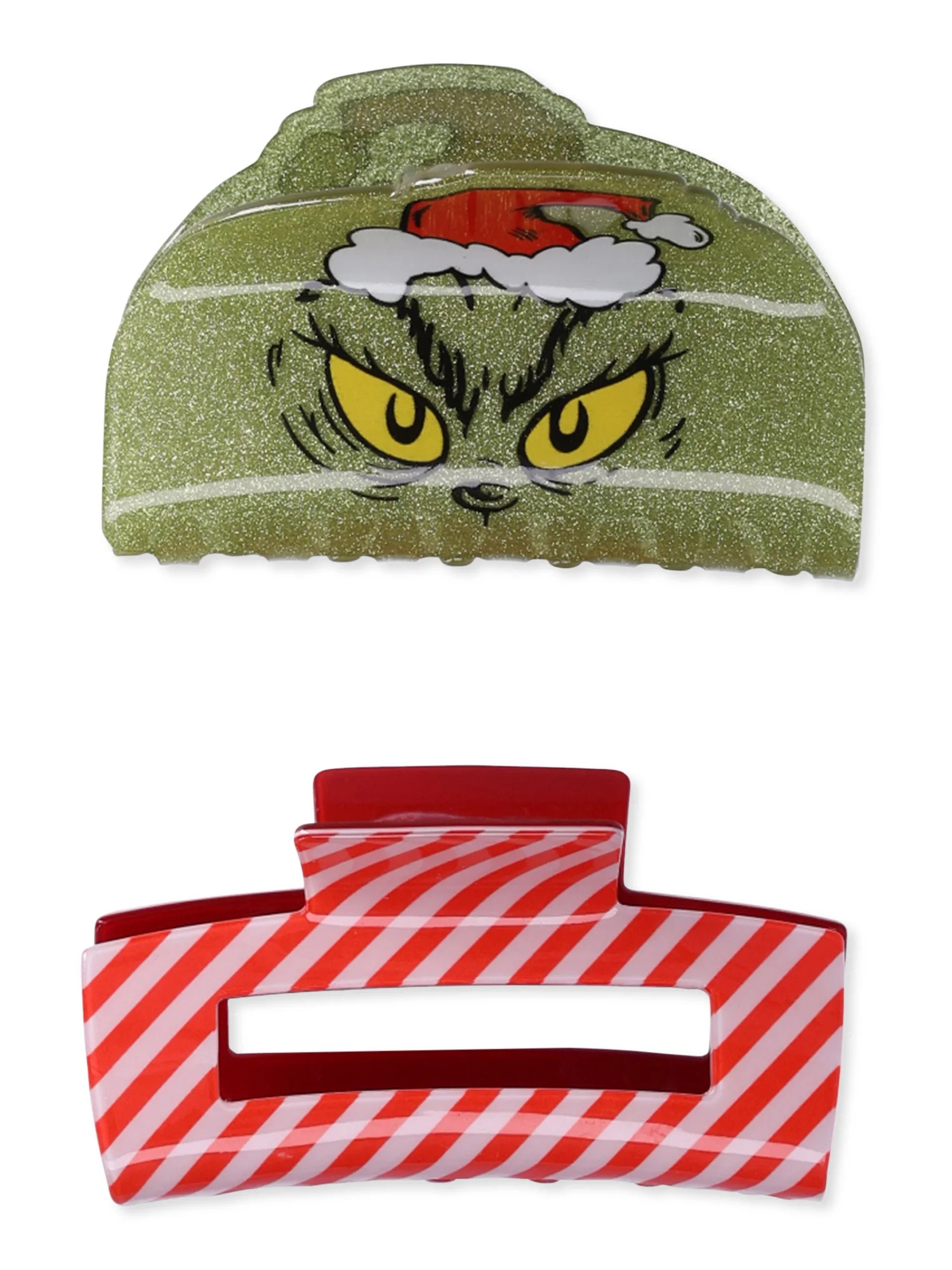 Justice Kids The Grinch Glitter & Stripe Claw Hair Clip, 2-Pack | Walmart (US)