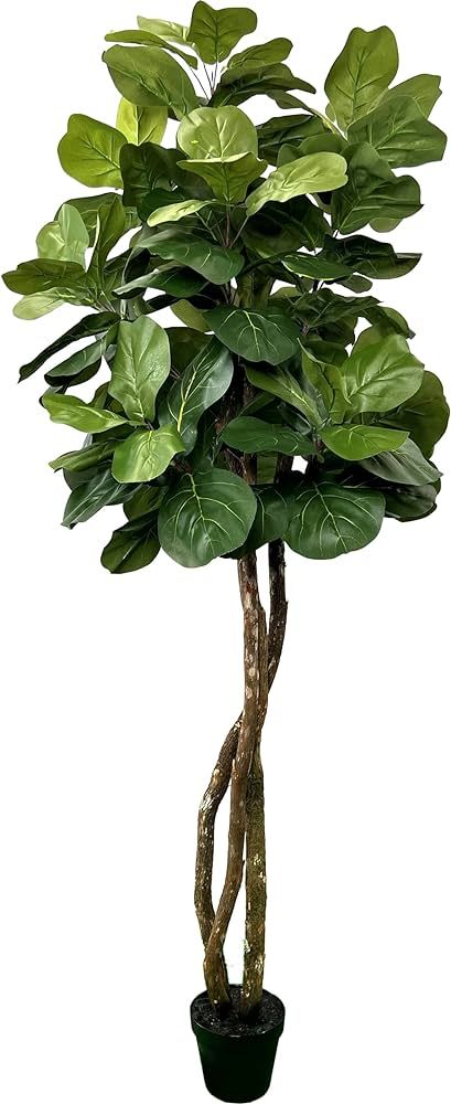 6 Ft Fiddle Leaf Fig Tree - Artificial Faux Fiddle Leaf Fig - 6 Foot Tall Fake Standing Ficus Lyr... | Amazon (US)