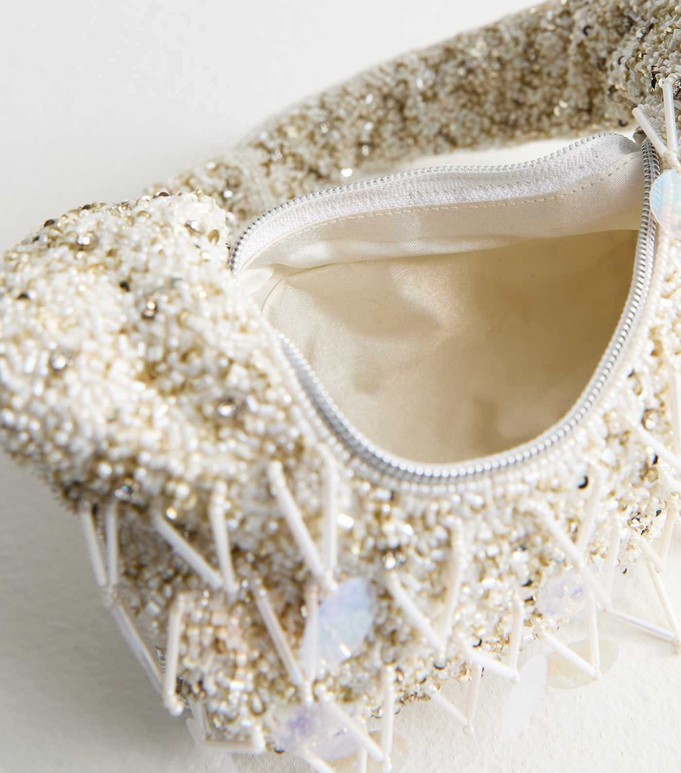 Cream Iridescent Sequin and Beaded Shoulder Bag | New Look | New Look (UK)