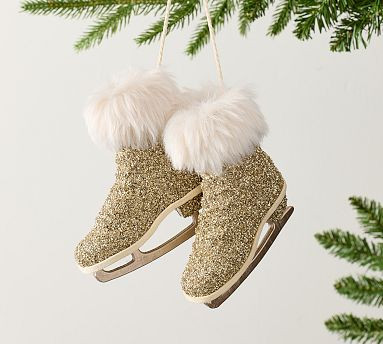 Sparkly Gold Skates Ornament | Pottery Barn (US)