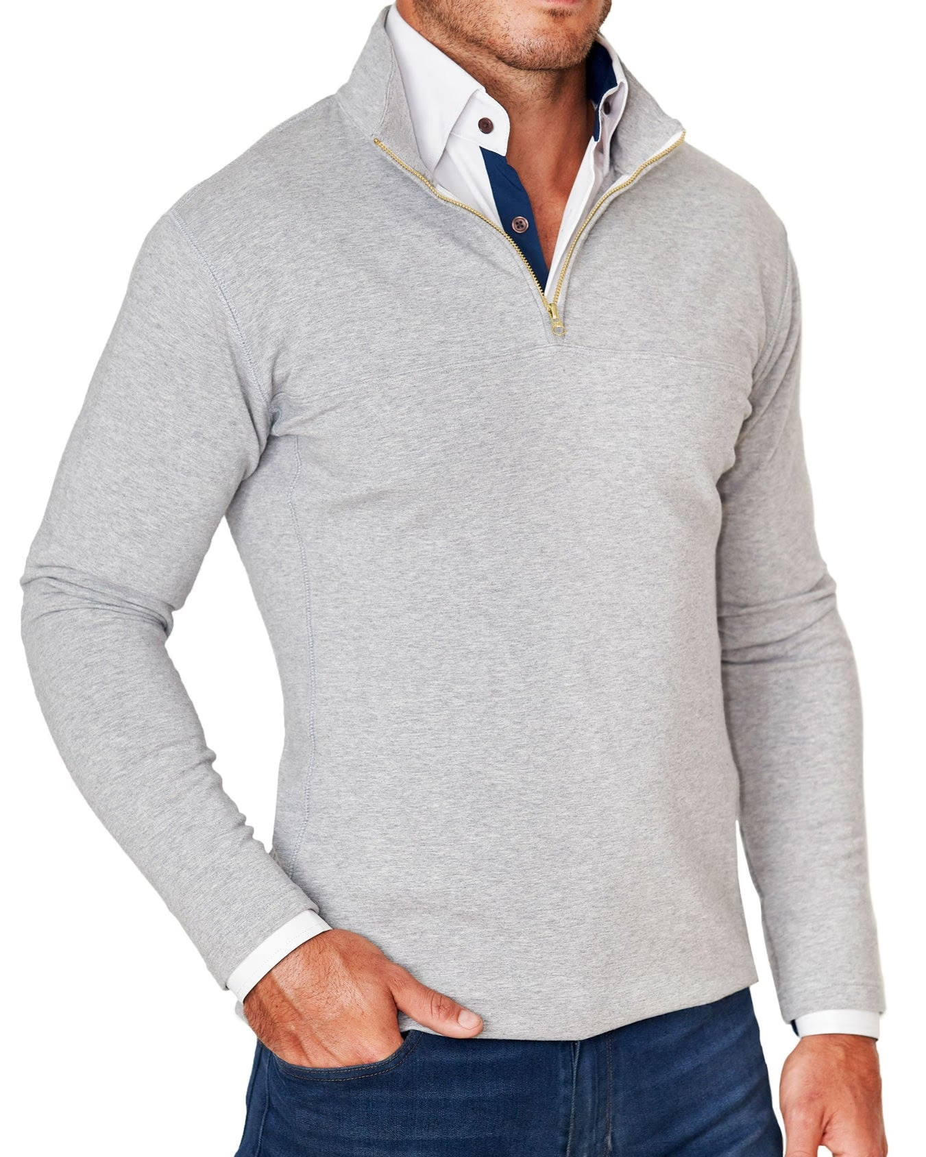 Quarter Zip - Heathered Grey | State and Liberty (US)