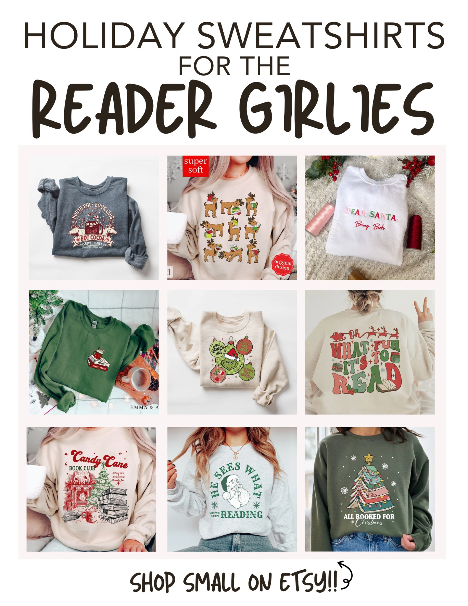 CHRISTMAS BOOK SWEATSHIRTS FOR THE READERS ❤️ 

#LTKSeasonal #LTKHoliday #LTKfindsunder50