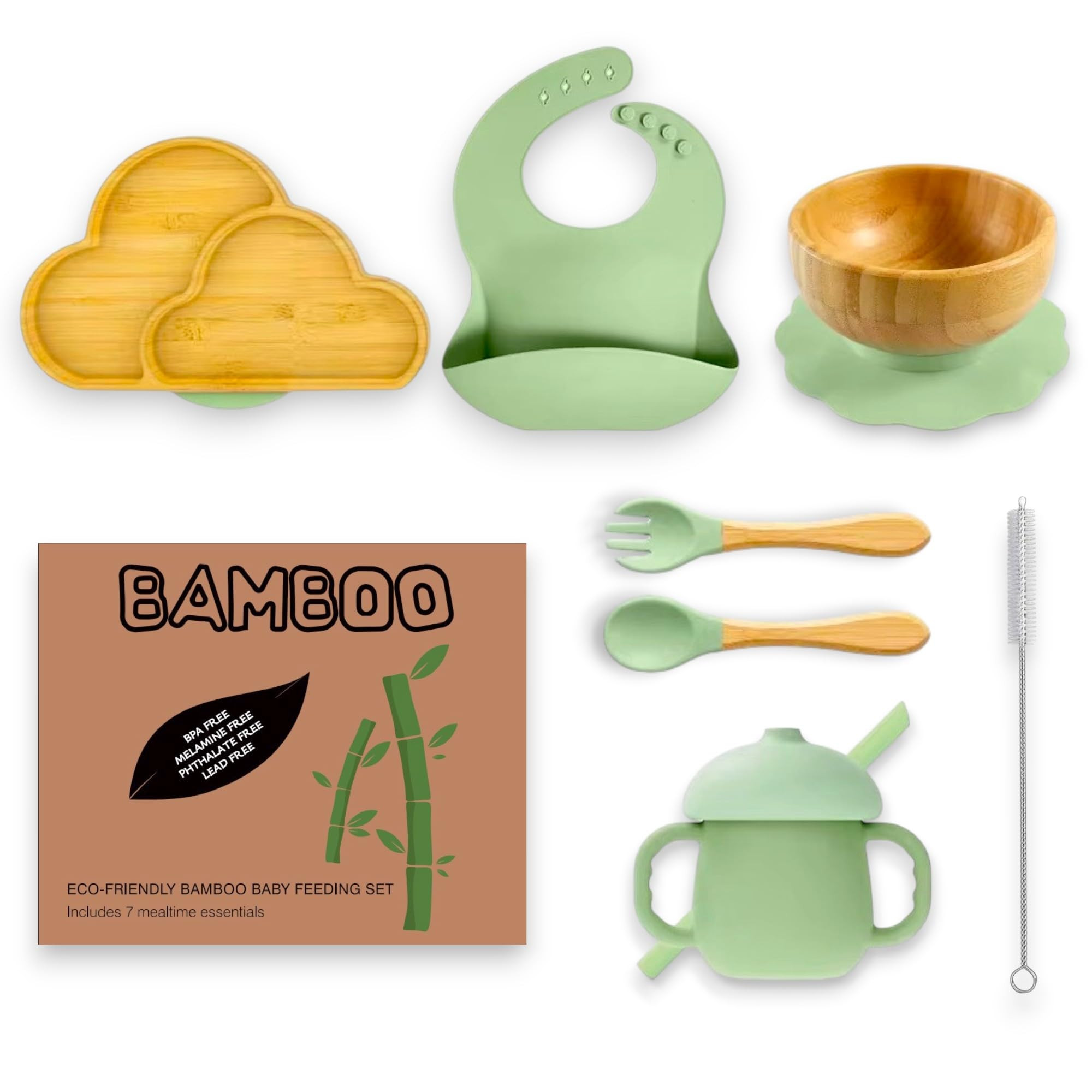 Bamboo Suction Plate and Bowl Set for Babies 7 Feeding Essentials Baby Led Weaning Supplies BPA F... | Amazon (US)