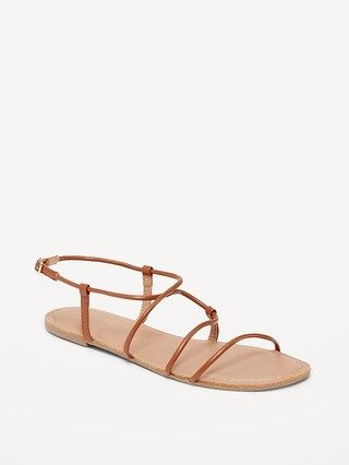 Faux-Leather Asymmetric Strappy Sandals for Women | Old Navy (US)