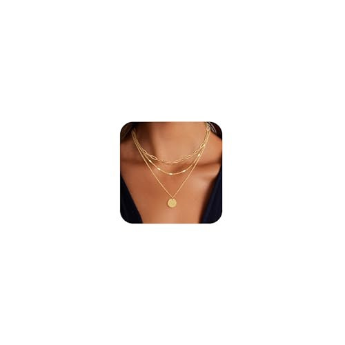 JECOMY Layered Gold Necklace for Women, 14K Gold Plated Necklace Set for Women, Dainty Adjustable Gold Necklace Stack | Amazon (US)
