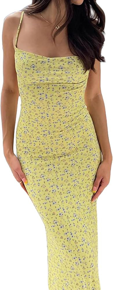 Tsnbre Women Sexy Spaghetti Strap Sleeveless Maxi Dress Backless Bodycon Long Dresses Elegant Clu... | Amazon (US)