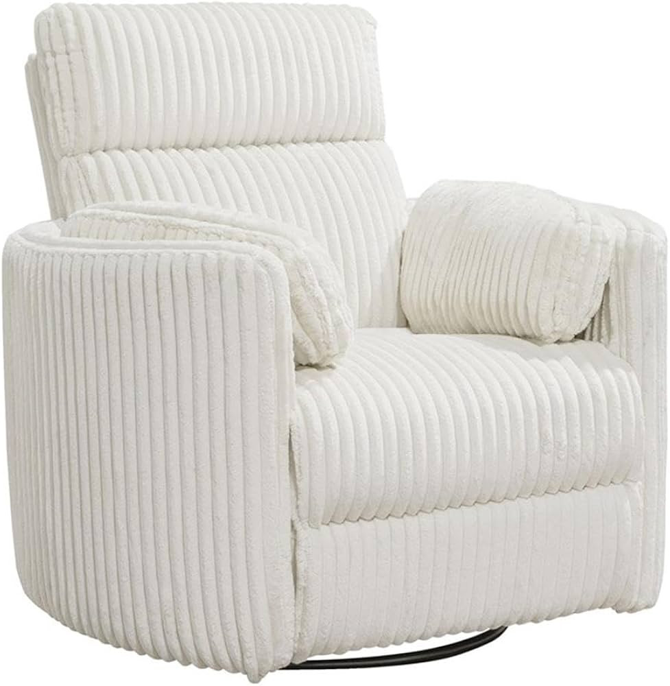 Pemberly Row Contemporary Fabric Swivel Glider Recliner in Ivory | Amazon (US)