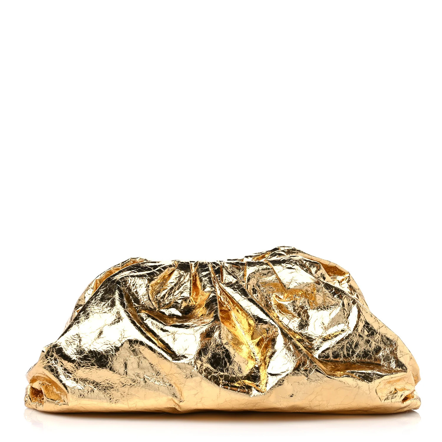 Metallic Crinkled Lambskin The Pouch Oversized Clutch Oro | FASHIONPHILE (US)