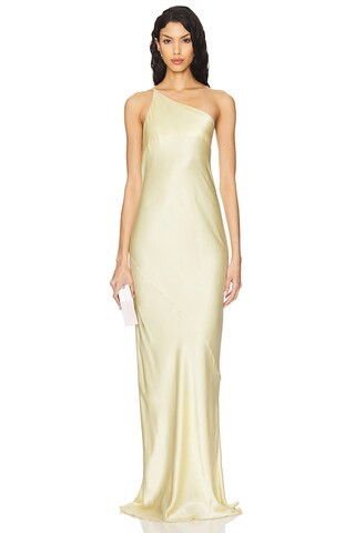 Shona Joy La Lune One Shoulder Cowl Back Maxi Dress in Lemon from Revolve.com | Revolve Clothing (Global)