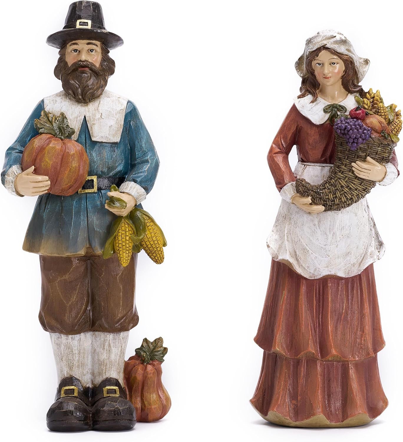 Valery Madelyn Fall Decorations for Home, 2 Pcs Couple Fall Decor for Table Indoor Outdoor, Resin Thanksgiving Decorations Garden Pumpkins Pilgrim Figurines for Autumn Harvest Porch Tiered Tray, 7.1" | Amazon (US)