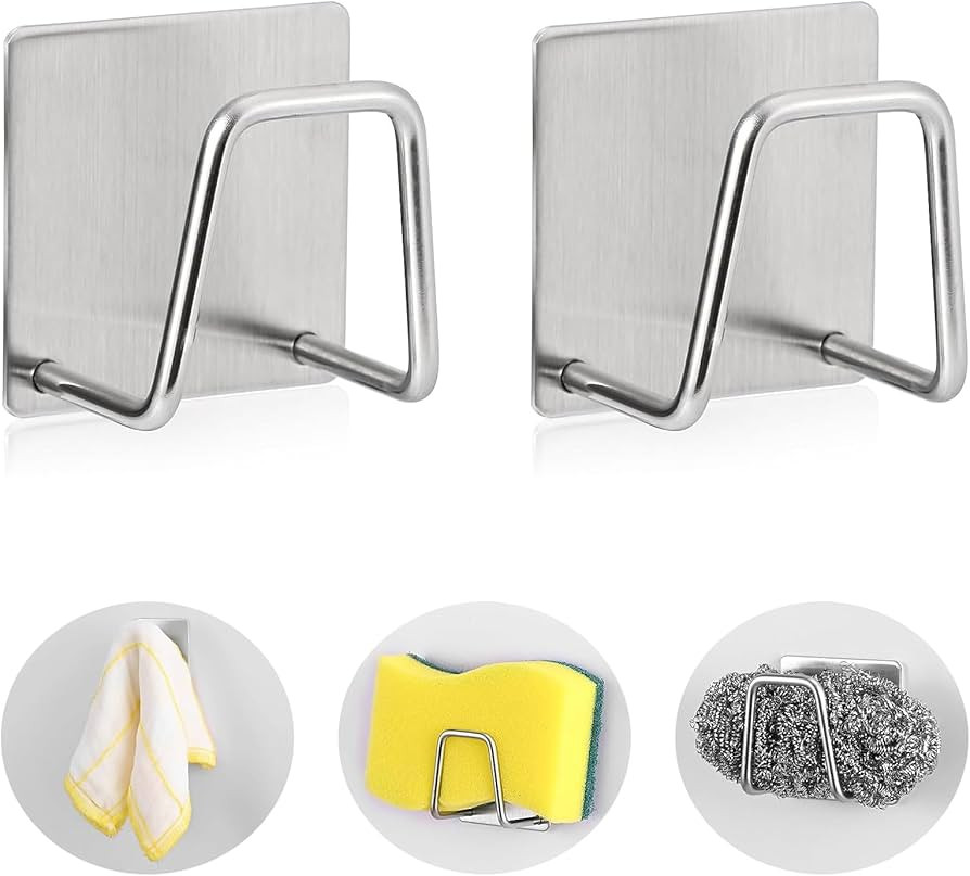 Amazon.com: Luckyiren 2-Pack Stainless Steel Sponge Holder for Kitchen Sink - Rustproof Brushed S... | Amazon (US)