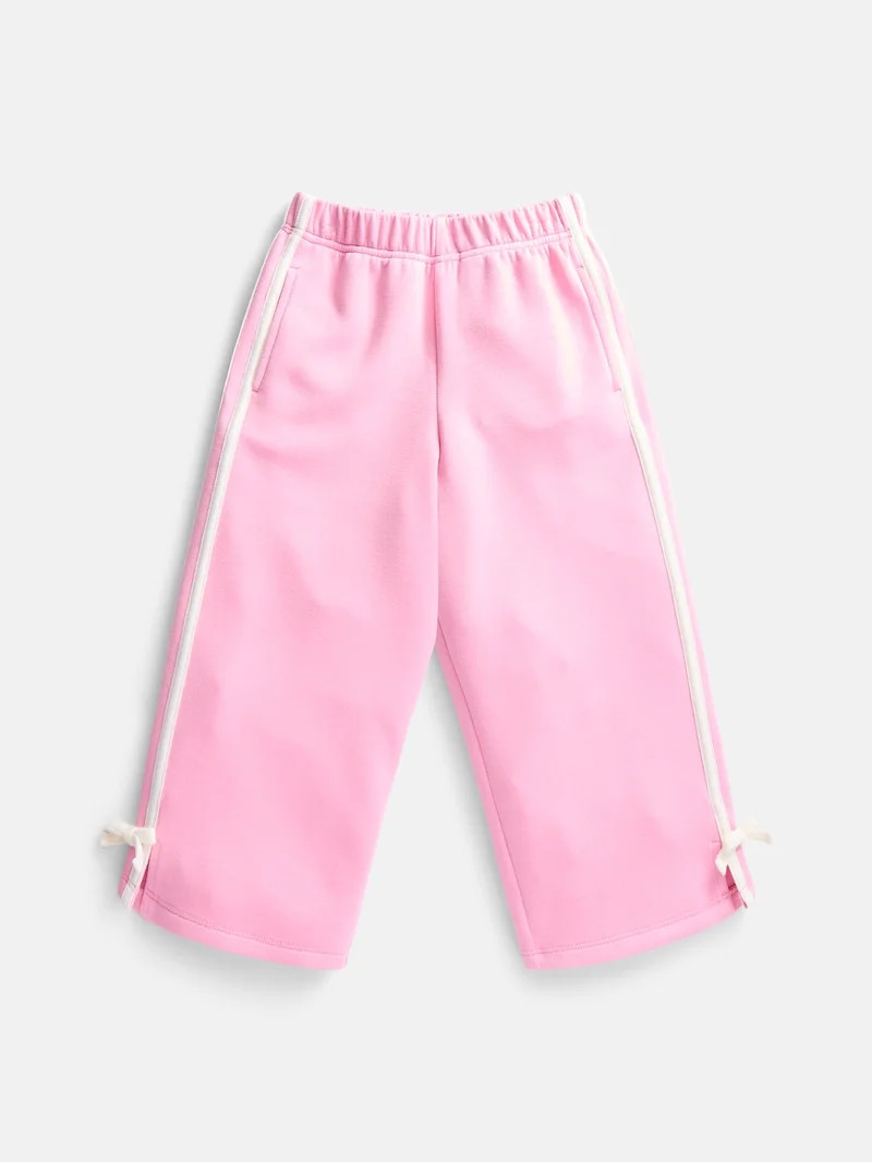 Wonder Nation Toddler Girls Wide Leg Athletic Pants with Side Stripe and Bow, Sizes 12M-5T | Walmart (US)
