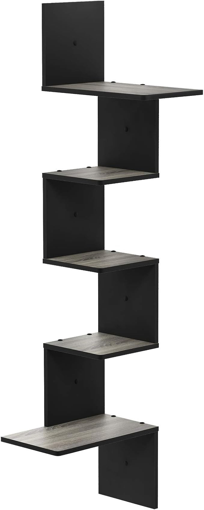 Furinno Rossi Wall Mounted Shelves, 5-Tier Rectangle, French Oak Grey/Black | Amazon (US)