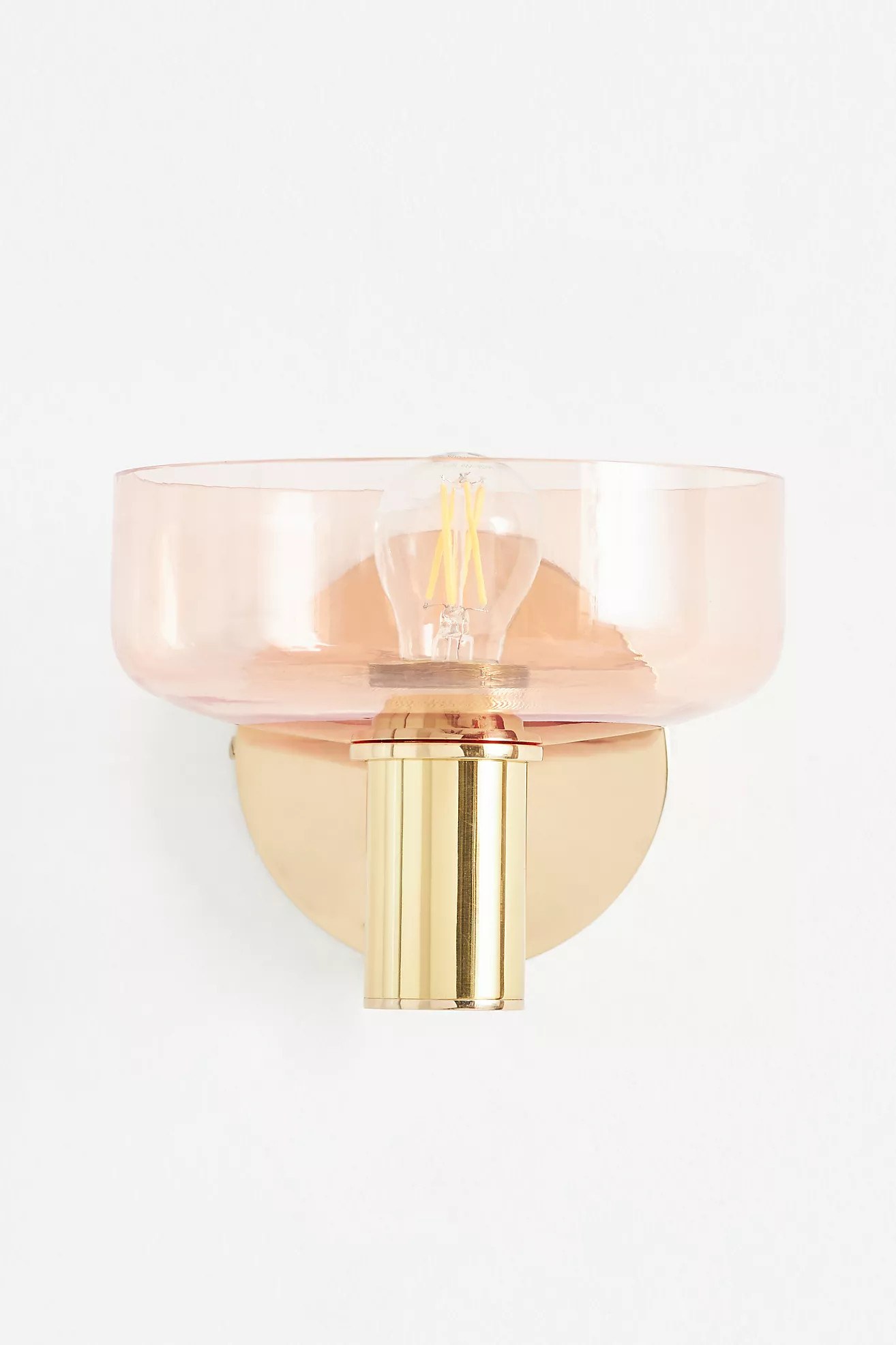 Morgan Glass & Brass Pink Sconce Wall Light | Anthropologie (US)