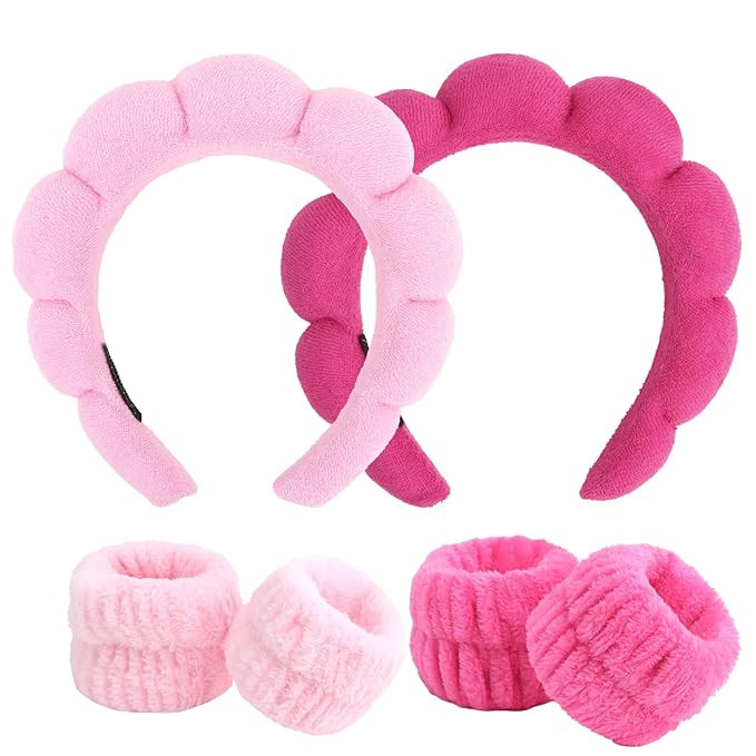 6Pcs Spa Headband and Wrist Washband Set, Skincare Makeup Headband, Sponge Face Wash Band, Terry ... | Amazon (US)
