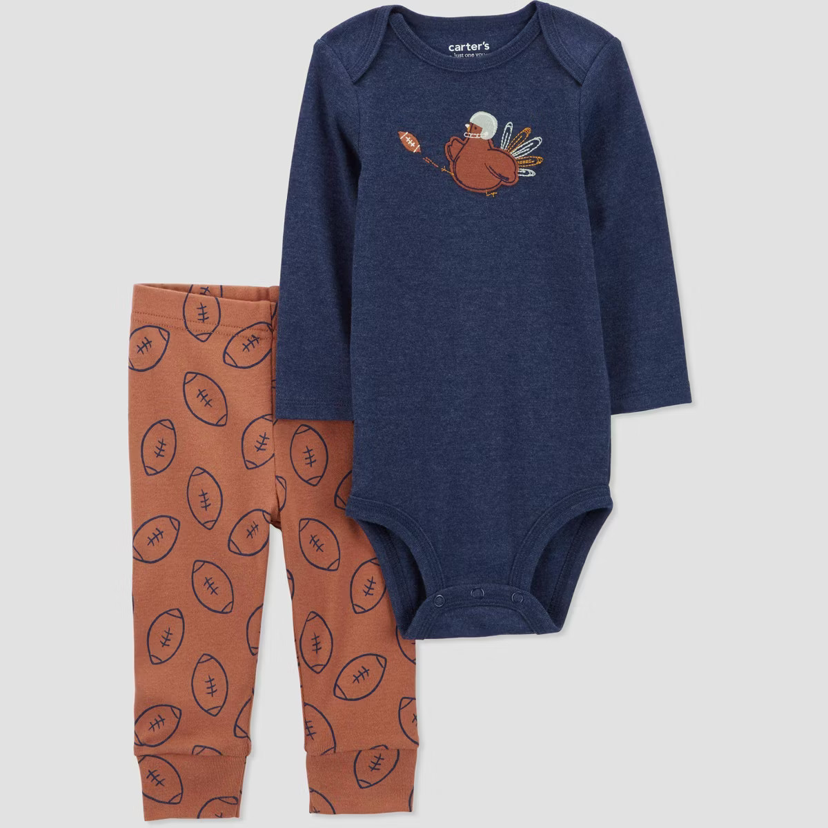Carter's Just One You® 2pc Baby Boys' Shimmer Team Turkey Coordinate Set - Blue | Target