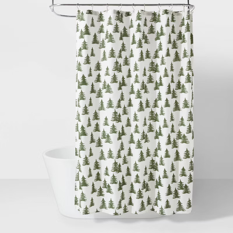 Allover Trees Christmas Shower Curtain Forest Green - Threshold™ | Target