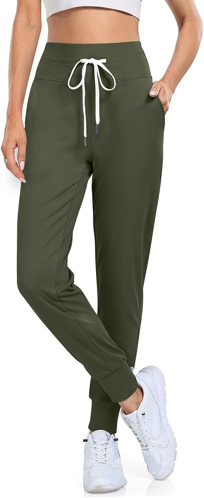 UEU Women's High Waisted Joggers Pants Drawstring Running Sweats Athletic Workout Yoga Sweatpants... | Amazon (US)