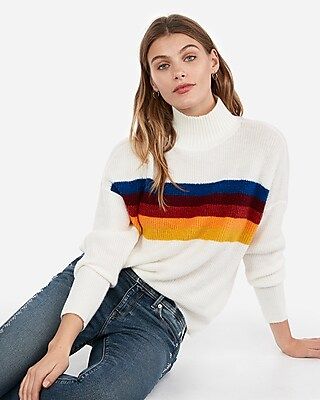 Funnel Neck Striped Pullover Sweater | Express