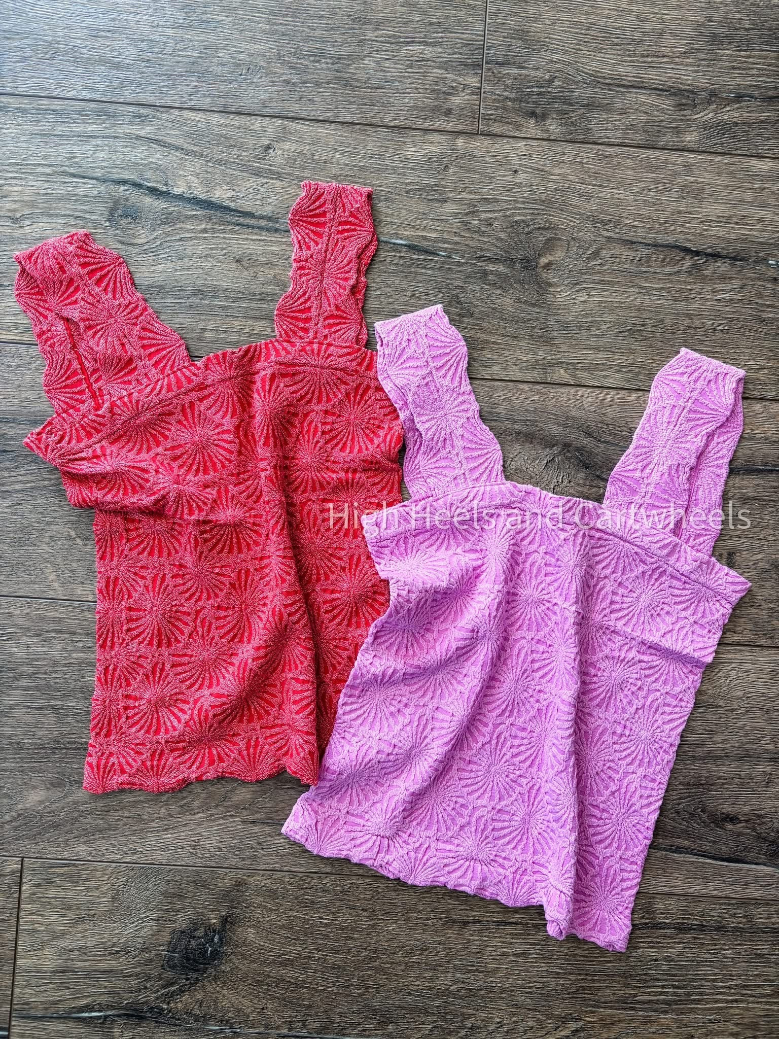 FP inspired tanks. These are the best! The colors are so fun and they have good stretch to them. Also loving the thick straps so your bra strap won't show either.