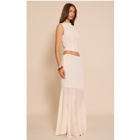 Almond Chiffon Fishtail Maxi Skirt | PrettyLittleThing US