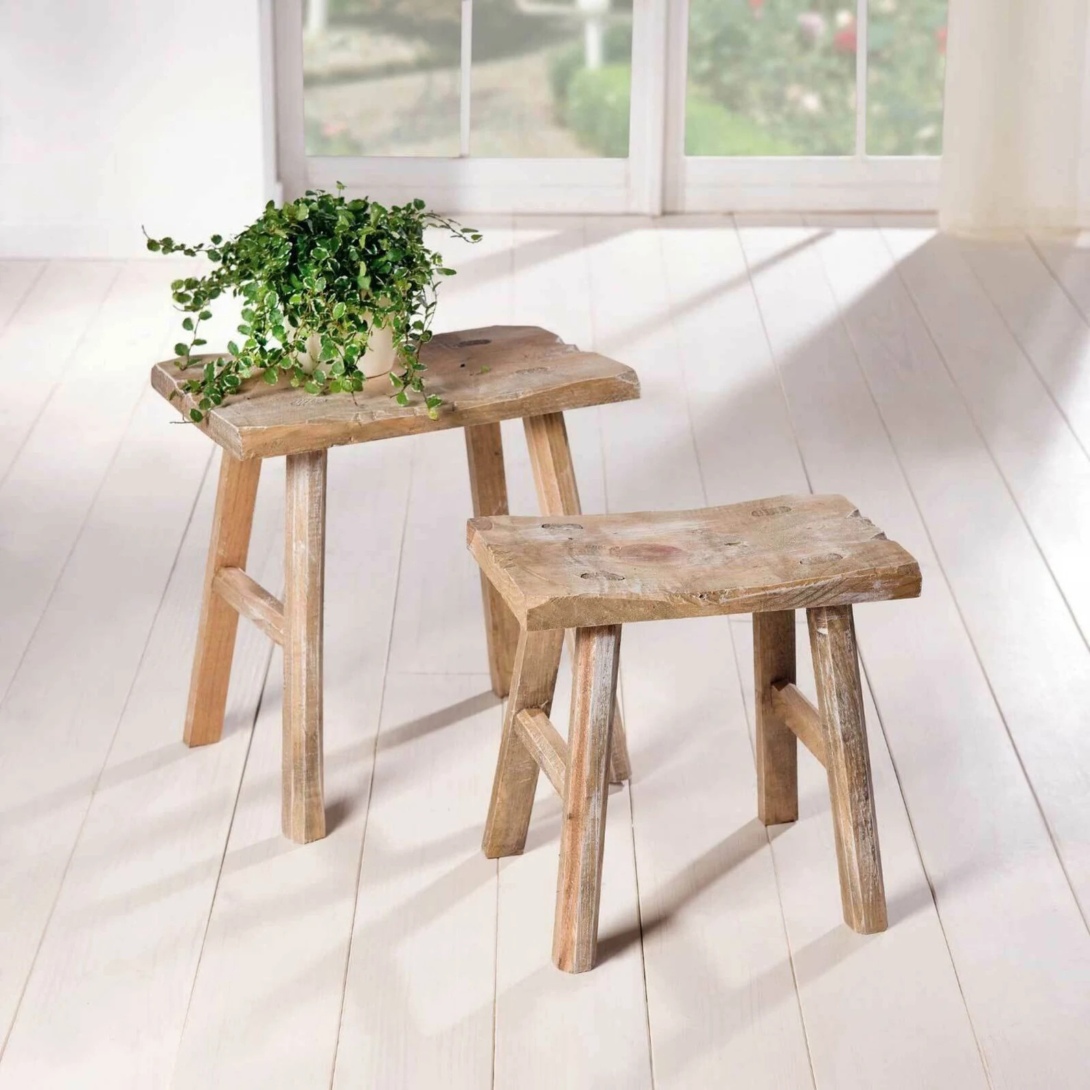 Stool Rustic 2 X Stool Side Table Flower Bench Wooden Stool - Etsy UK | Etsy (UK)