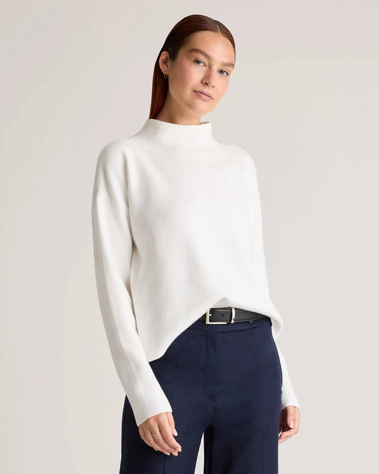 Eco-Knit Milano Stitch Mock Neck Pullover | Quince