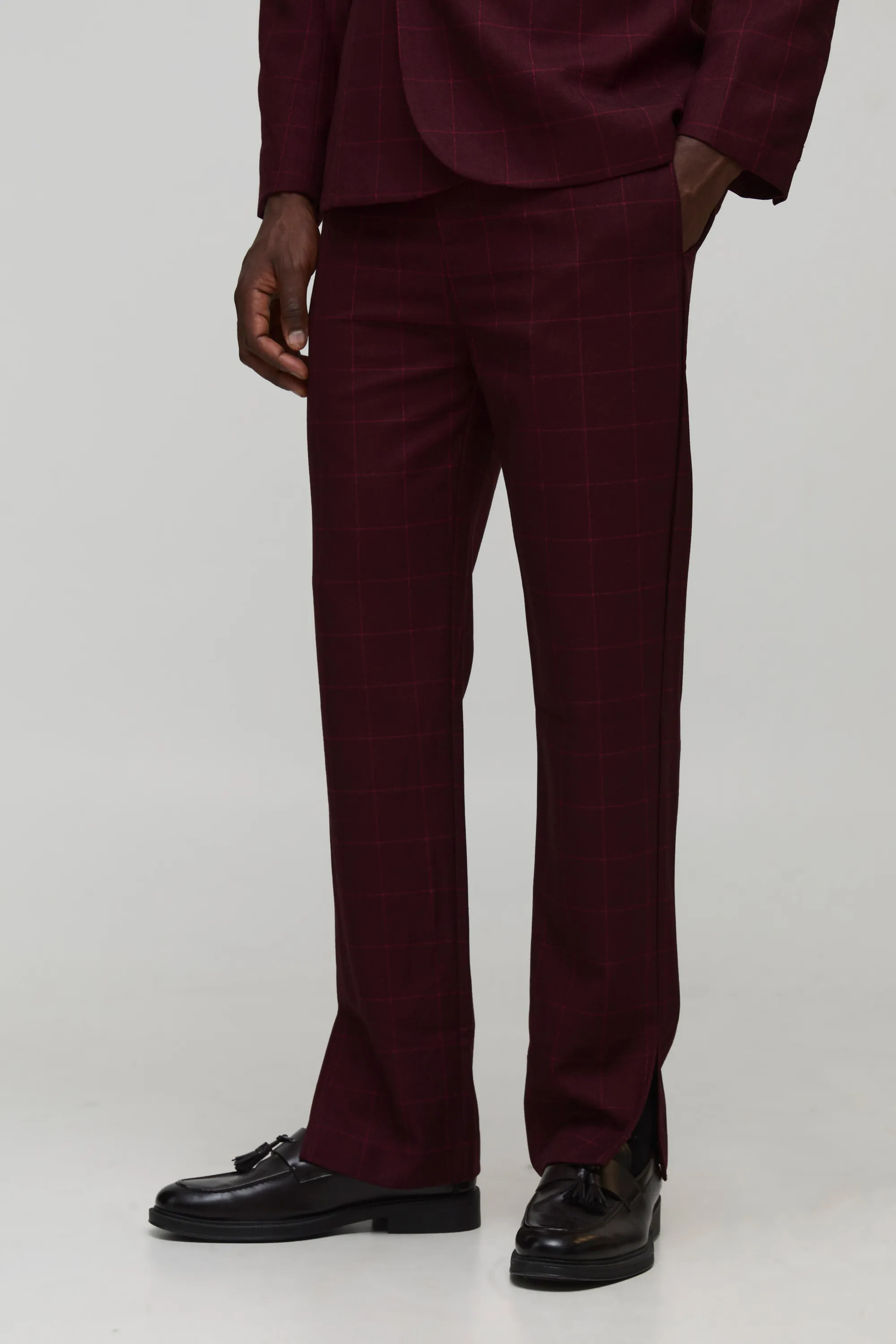 Window Plaid Straight Fit Pants | boohooMAN (US & Canada)