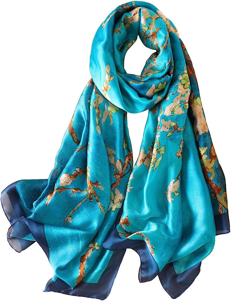 NUWEERIR Womens 100% Large Mulberry Silk Scarf Long Satin Scarf Fashion Designer Scarf Lightweigh... | Amazon (US)